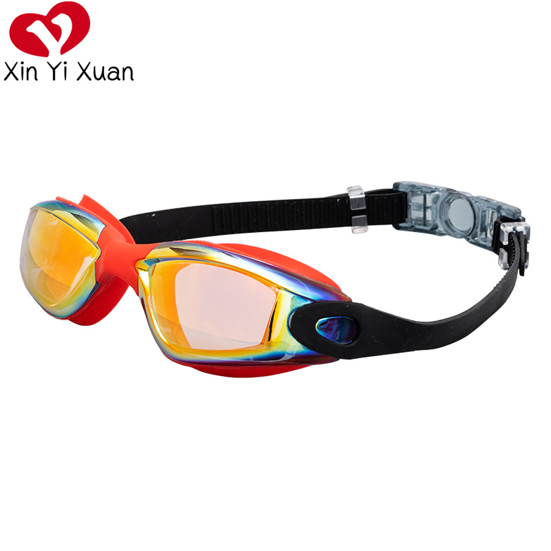 Swimming Goggles Silicone One-Piece Non-Fogging Swimming Glasses Adult Color Matching 2021 Amazon Hot Selling Electroplating Swimming Goggles