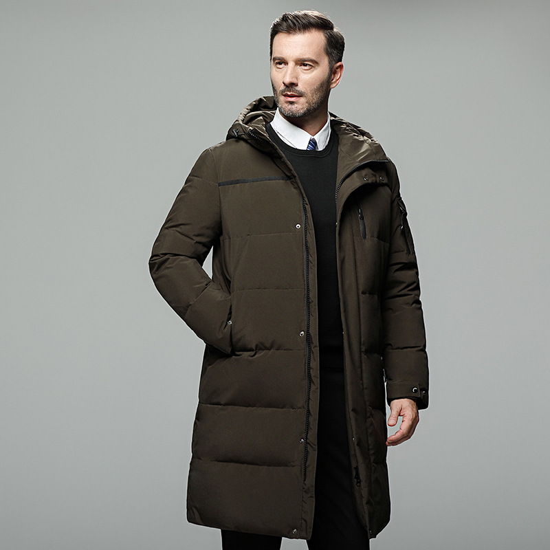 Cross-Border Factory Wholesale Work Clothing Dad Wear Long below Knee Thickening Middle-Aged and Elderly Outdoor down Jacket Men&#039;s Coat