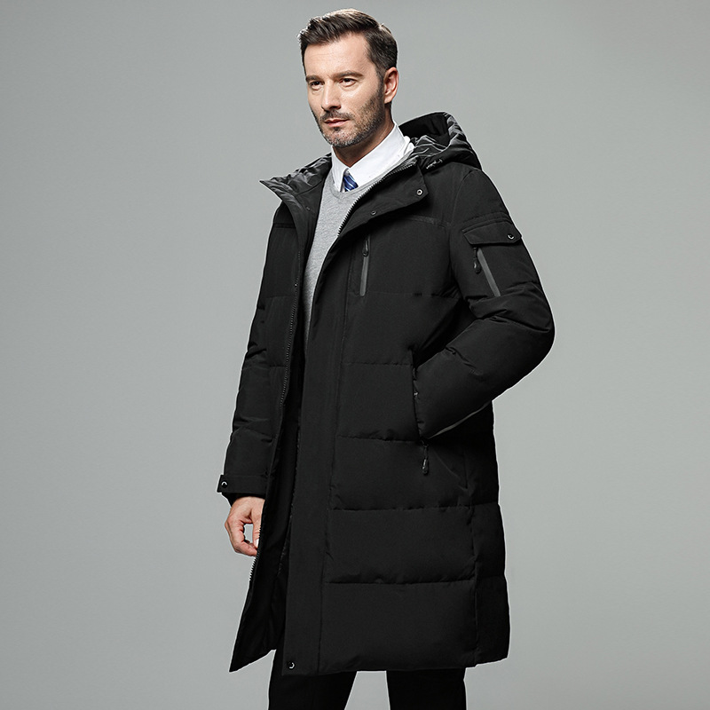 Cross-Border Factory Wholesale Work Clothing Dad Wear Long below Knee Thickening Middle-Aged and Elderly Outdoor down Jacket Men&#039;s Coat