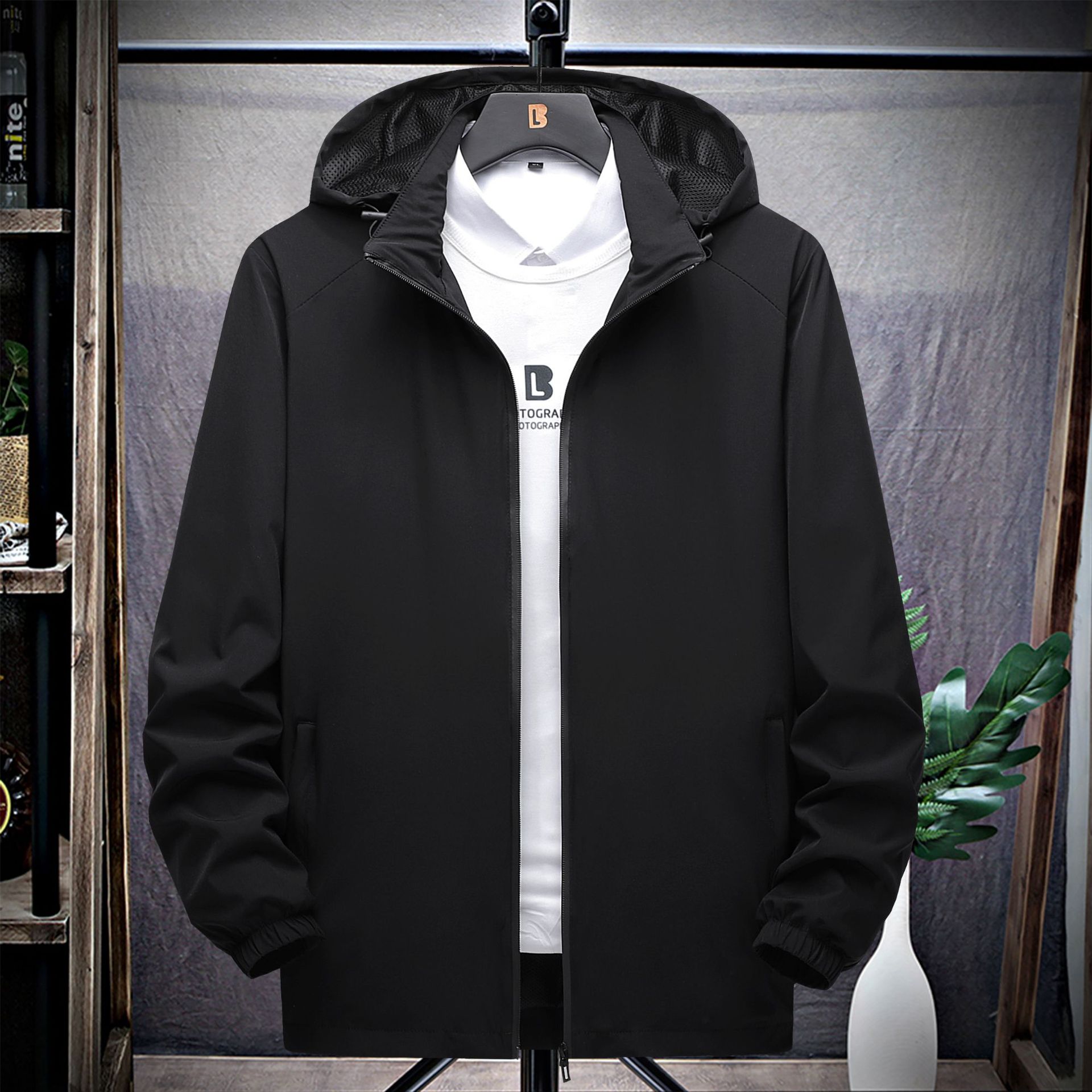 New Men&#039;s Jacket Autumn Thin Slim-Fit Hooded Stretch Windbreaker Casual Sports Outdoor Korean Style Men&#039;s Clothing Unlined Coat