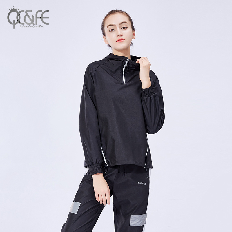 Outdoor wear long-sleeved, loose, casual hooded blazer smock for women&#039;s running jacket New fall 2019 outdoor wear long-sleeved, loose, casual hooded blazer smock for women&#039;s running jacket