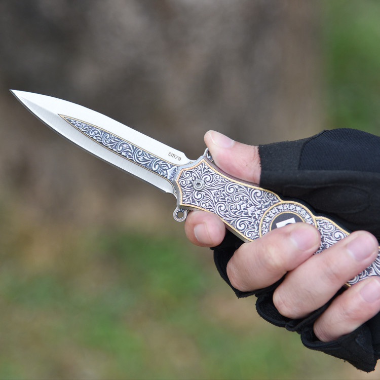 Outdoor Folding Knife Portable Knife High Hardness Single Blade Saber Outdoor Survival Self-Defense Fruit Knife Multifunctional Knife