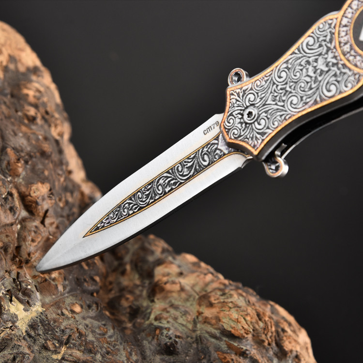 Outdoor Folding Knife Portable Knife High Hardness Single Blade Saber Outdoor Survival Self-Defense Fruit Knife Multifunctional Knife