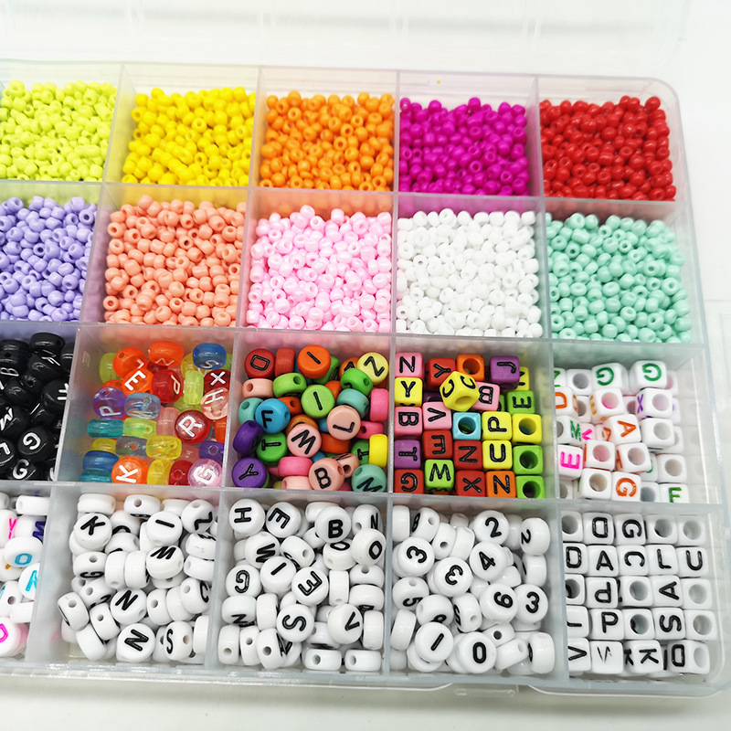 Amazon New 24/28 Grid Hole Glass Beads Paint Beads Acrylic Letter Bead DIY Beaded Set