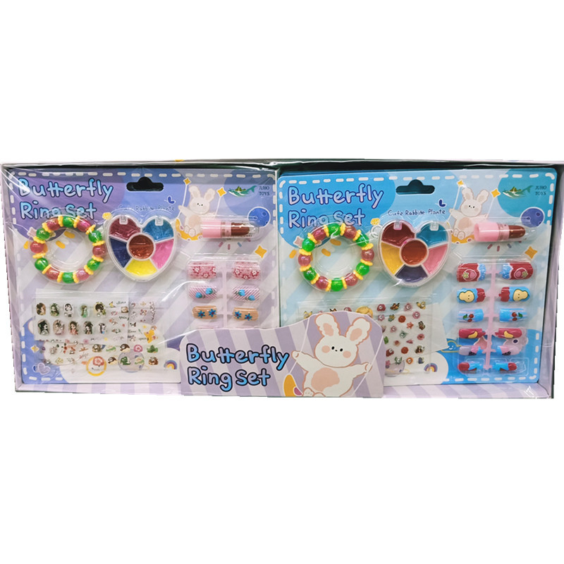 Foreign Trade Love Lip Gloss Nail Sticker Mini Bracelet Set Girls Playing House Toy Lipstick Nail Stickers Makeup Batch