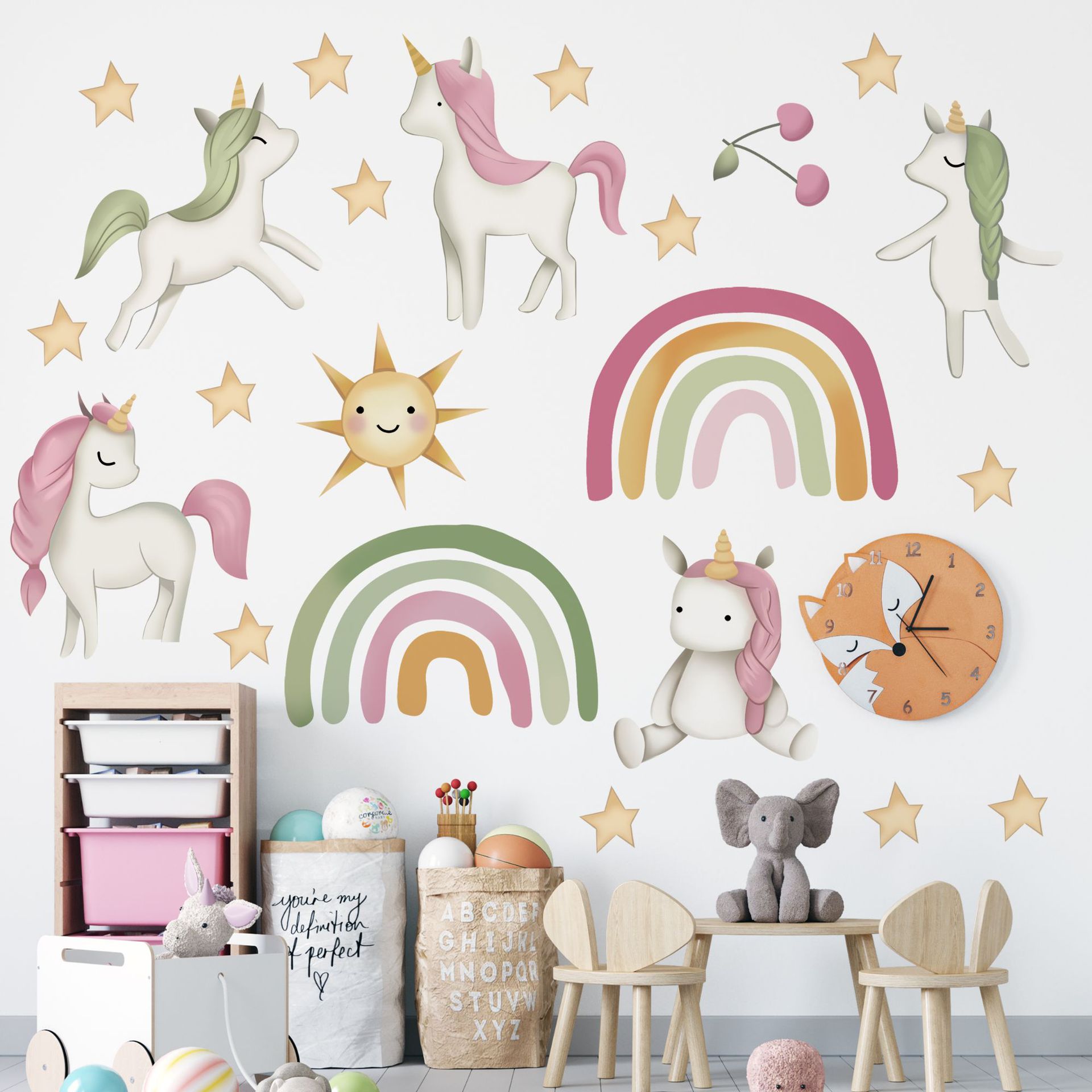Children's Room Rainbow Unicorn Decorative Sticker Candy Color XINGX Sun Wall Stickers Kindergarten Classroom Foreign Trade Removable Sticker Paper Children's Room Rainbow Unicorn Decorative Sticker Candy Color XINGX Sun Wall Stickers Kindergarten Classroom Foreign Trade Removable Sticker Paper