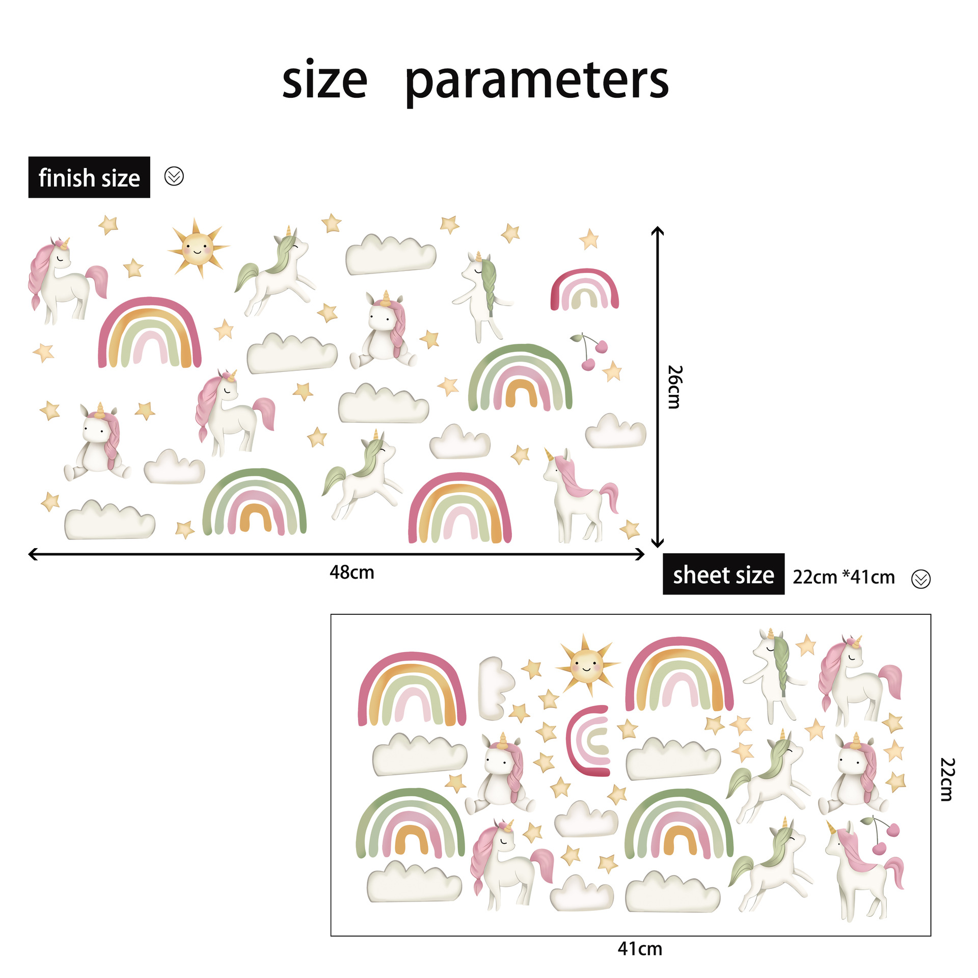 Children's Room Rainbow Unicorn Decorative Sticker Candy Color XINGX Sun Wall Stickers Kindergarten Classroom Foreign Trade Removable Sticker Paper Children's Room Rainbow Unicorn Decorative Sticker Candy Color XINGX Sun Wall Stickers Kindergarten Classroom Foreign Trade Removable Sticker Paper