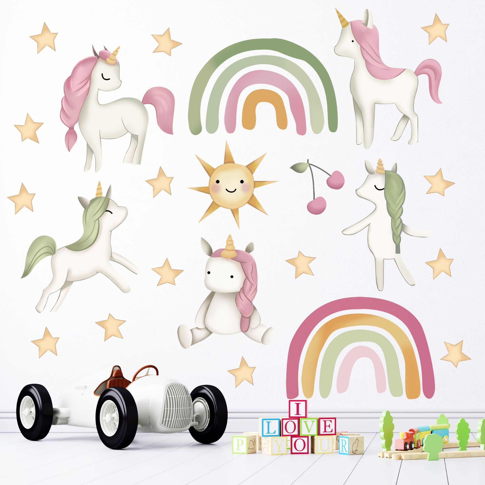 Children's Room Rainbow Unicorn Decorative Sticker Candy Color XINGX Sun Wall Stickers Kindergarten Classroom Foreign Trade Removable Sticker Paper Children's Room Rainbow Unicorn Decorative Sticker Candy Color XINGX Sun Wall Stickers Kindergarten Classroom Foreign Trade Removable Sticker Paper