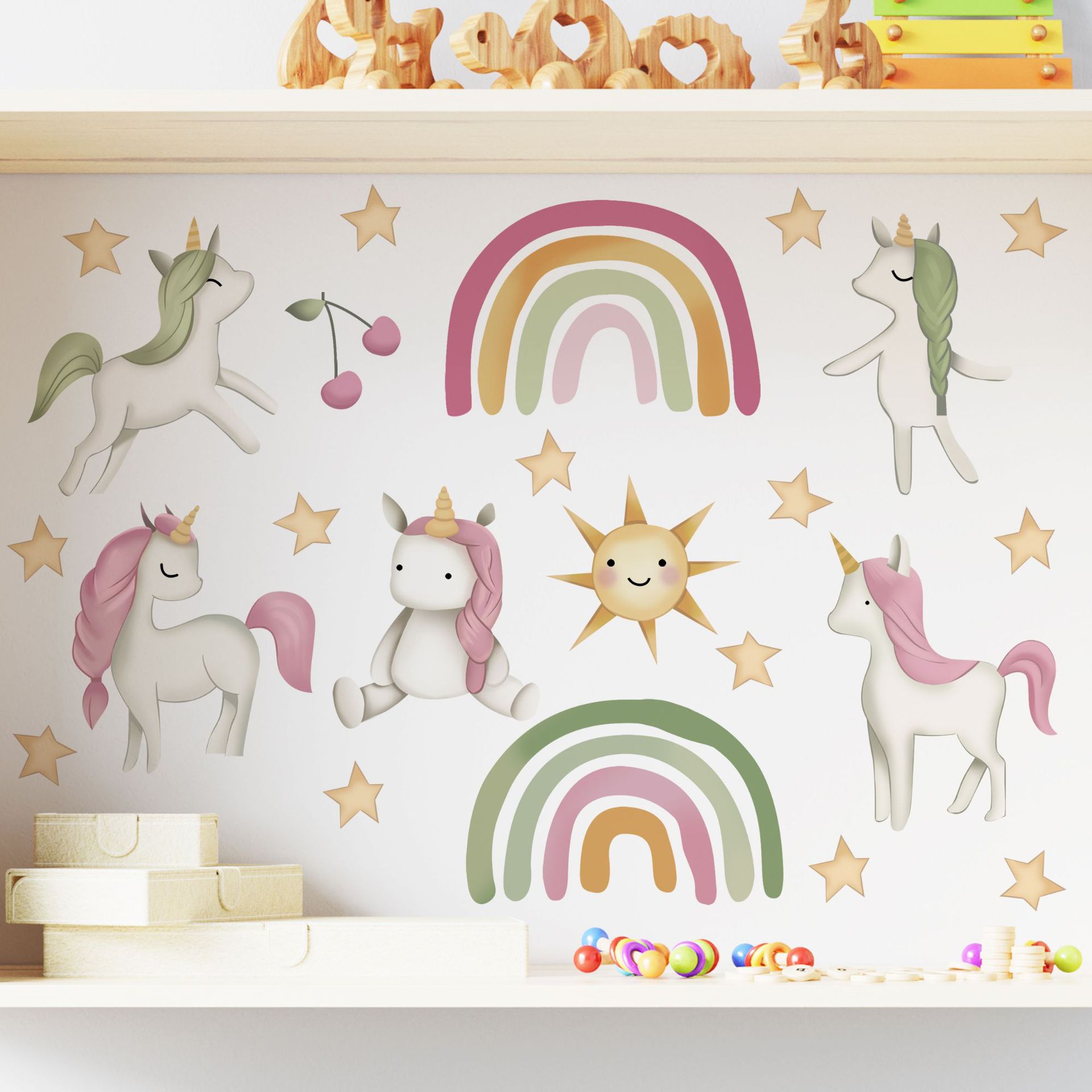 Children's Room Rainbow Unicorn Decorative Sticker Candy Color XINGX Sun Wall Stickers Kindergarten Classroom Foreign Trade Removable Sticker Paper Children's Room Rainbow Unicorn Decorative Sticker Candy Color XINGX Sun Wall Stickers Kindergarten Classroom Foreign Trade Removable Sticker Paper