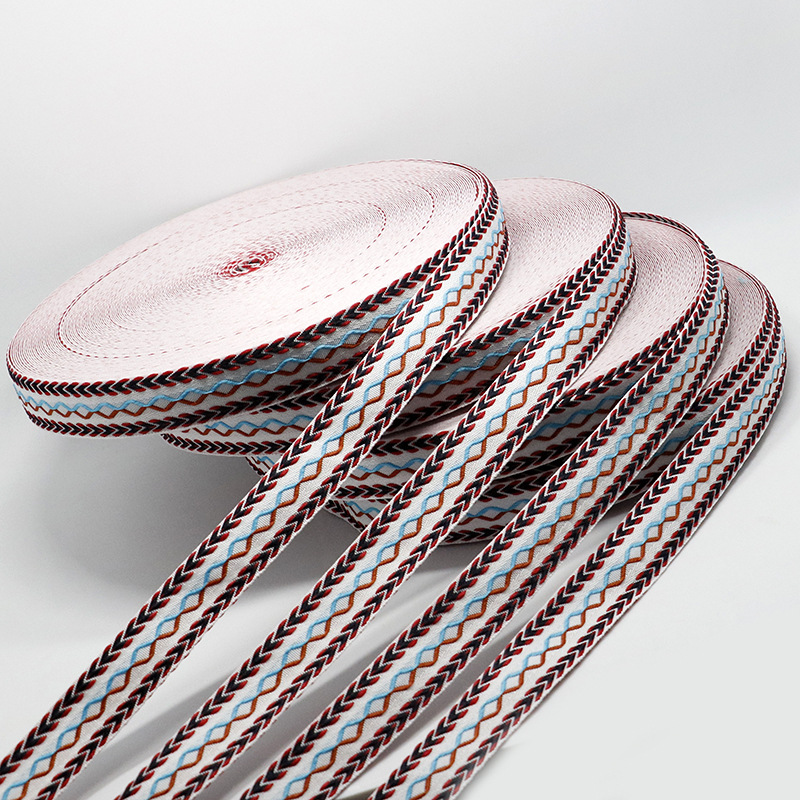 Vintage Ethnic Style Double Arrow Knitted Belt 2.5cm Polyester Jacquard Net Tape Clothing Accessories Factory Wholesale