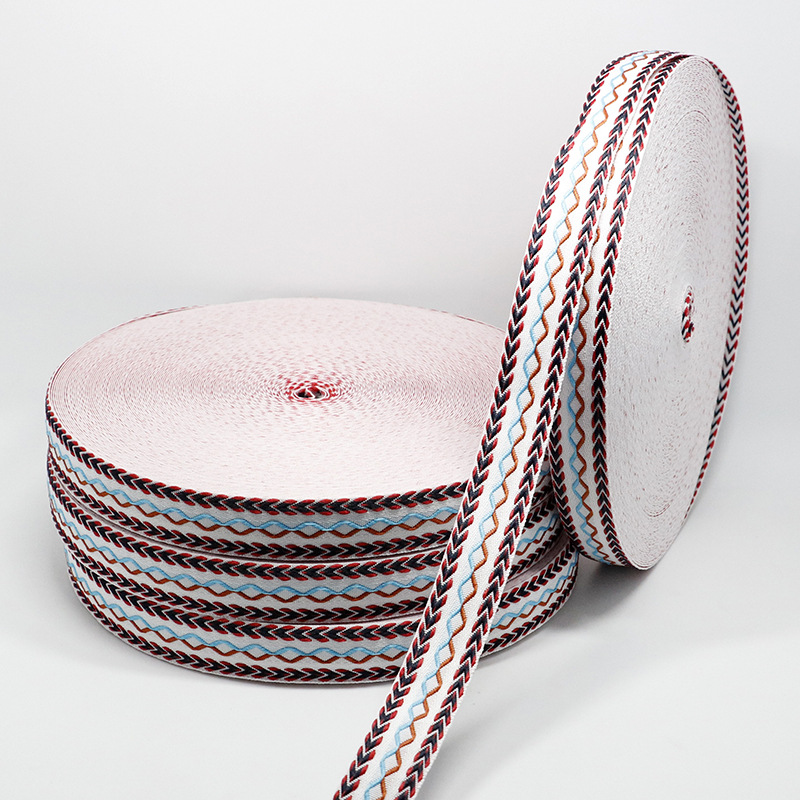 Vintage Ethnic Style Double Arrow Knitted Belt 2.5cm Polyester Jacquard Net Tape Clothing Accessories Factory Wholesale
