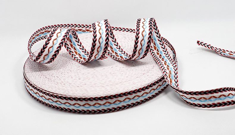 Vintage Ethnic Style Double Arrow Knitted Belt 2.5cm Polyester Jacquard Net Tape Clothing Accessories Factory Wholesale Vintage Ethnic Style Double Arrow Knitted Belt 2.5cm Polyester Jacquard Net Tape Clothing Accessories Factory Wholesale