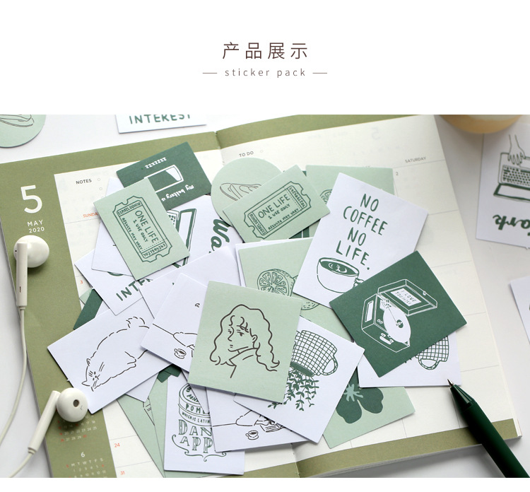 Mr. Paper Sticker Package Island Garden Renewal Small Fresh and Writable Journal Material DIY Sticker 6-Style Selection Mr. Paper Sticker Package Island Garden Renewal Small Fresh and Writable Journal Material DIY Sticker 6-Style Selection