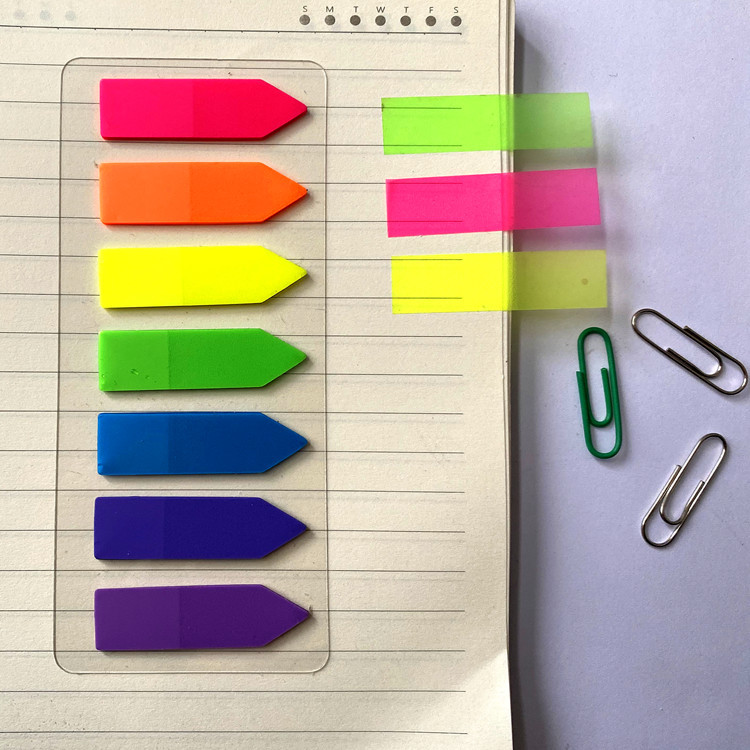 Seven-Color Arrow Fluorescent Film Indication Label Sticker Loose-Leaf Transparent Sticky Classification Index Stickers Bookmark Paper Note Seven-Color Arrow Fluorescent Film Indication Label Sticker Loose-Leaf Transparent Sticky Classification Index Stickers Bookmark Paper Note