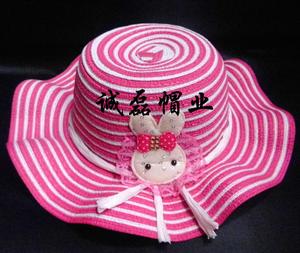  double color tape falbala small rabbit woven children sun hat