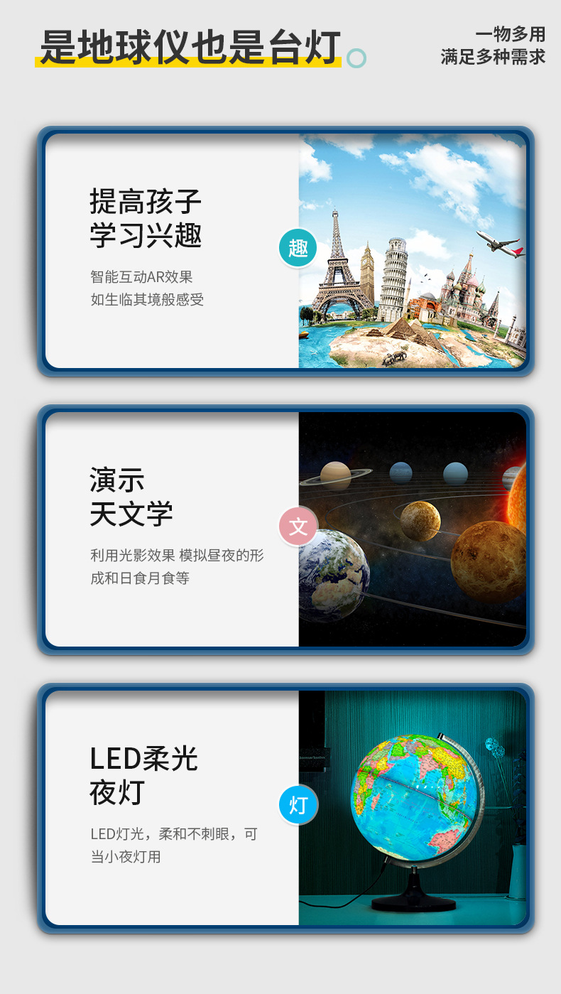 Tianyu HD 20ar Earth Instrument Students Use Chinese and English World Chinese Geography Teaching Equipment Decoration with Lights