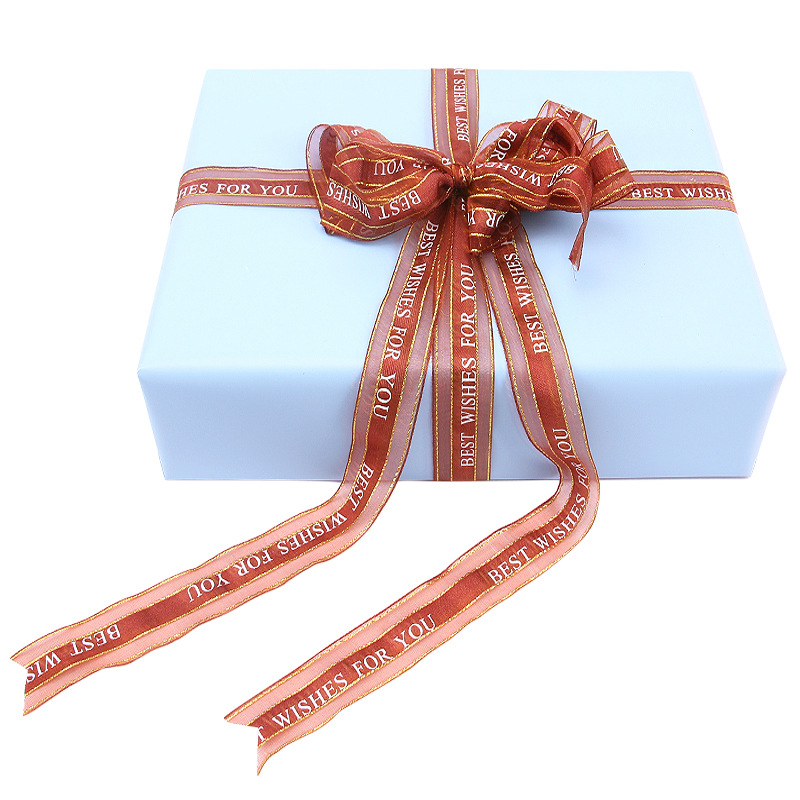 Boutique 2.5cm English Snow Yarn Ribbon/Colored Ribbon Ribbon Holiday Decoration DIY Gift Packing Tape Double Gold Edge Ribbon