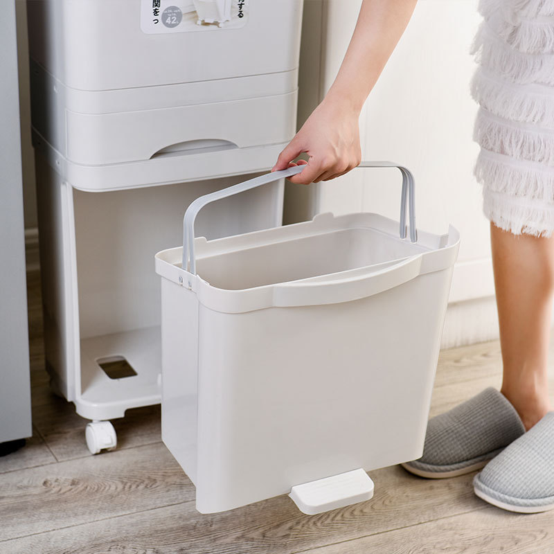 Japanese-Style Household Kitchen Wet and Dry Classification Trash Can Large Double-Layer Storage Bucket Plastic Tape Pulley Trash Can