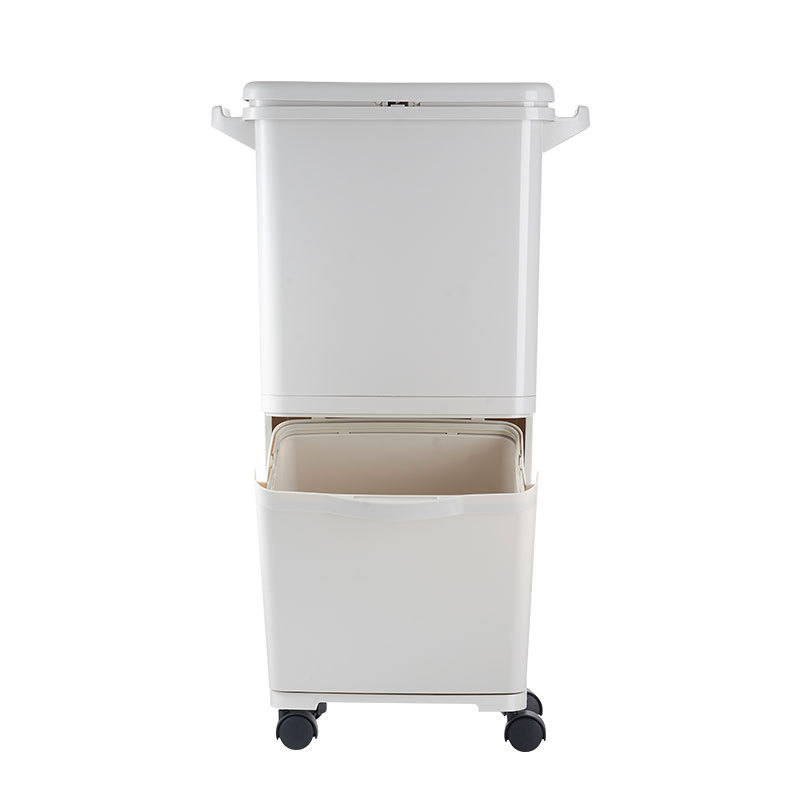 Japanese-Style Household Kitchen Wet and Dry Classification Trash Can Large Double-Layer Storage Bucket Plastic Tape Pulley Trash Can