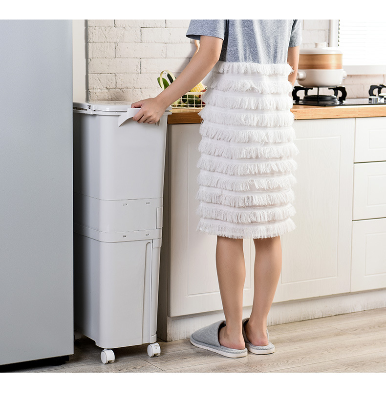 Japanese-Style Household Kitchen Wet and Dry Classification Trash Can Large Double-Layer Storage Bucket Plastic Tape Pulley Trash Can Japanese-Style Household Kitchen Wet and Dry Classification Trash Can Large Double-Layer Storage Bucket Plastic Tape Pulley Trash Can