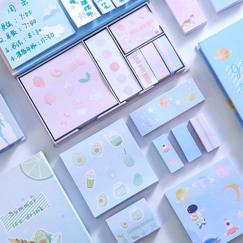 Yilan Sticky Notes Boxed Creative TikTok Cute Girl Heart Set Sticky Note Paper Color Note N Times Sticker Paper