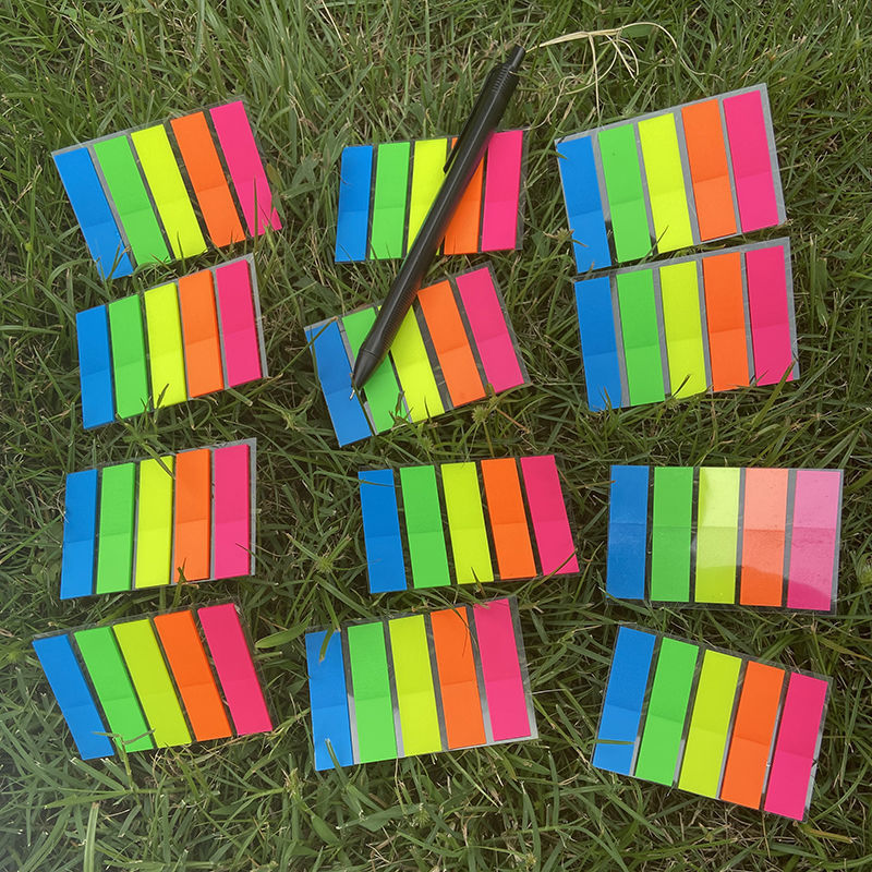 Fluorescent Color Note Sticker Korean Classification Index Stickers Color Loose-Leaf Label Sticker Transparent Instruction Stickers Sticky Notes