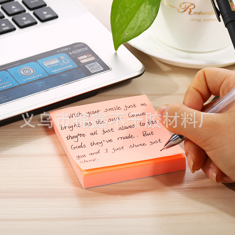 76 * 76mm Fluorescent Sticky Note Color Paper Notepad Office Casual Tear-off Mini Nth Sticker Customized by Manufacturer