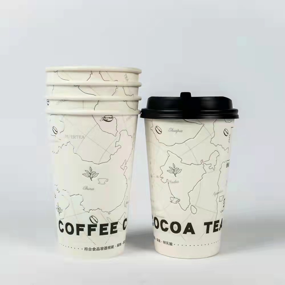 Wholesale Disposable Paper Cup Customized Thickened Cool Drinks Cup Takeaway Catering Paper Cup Paper Cup Factory OEM Customized