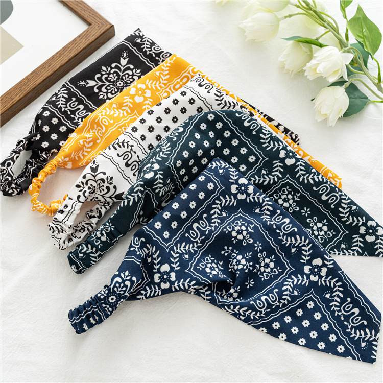 2021european and American Retro Triangular Binder Closed Toe Women&#039;s Bandeau All-Match Elastic Band Headscarf Three-State Factory Supply