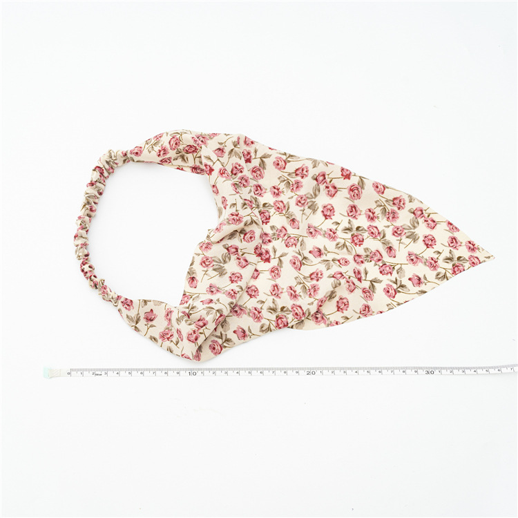 European and American New Floral Square Scarf Female Elastic Ribbon Cross-Border Hot Selling Baotou Triangular Binder Hair Accessories Supply