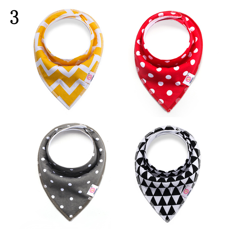 European and American Baby Saliva Towel Pure Cotton Bib 4 Pieces New Ins New Baby Bib Double Layer Triangular Binder