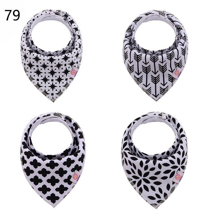 European and American Baby Saliva Towel Pure Cotton Bib 4 Pieces New Ins New Baby Bib Double Layer Triangular Binder