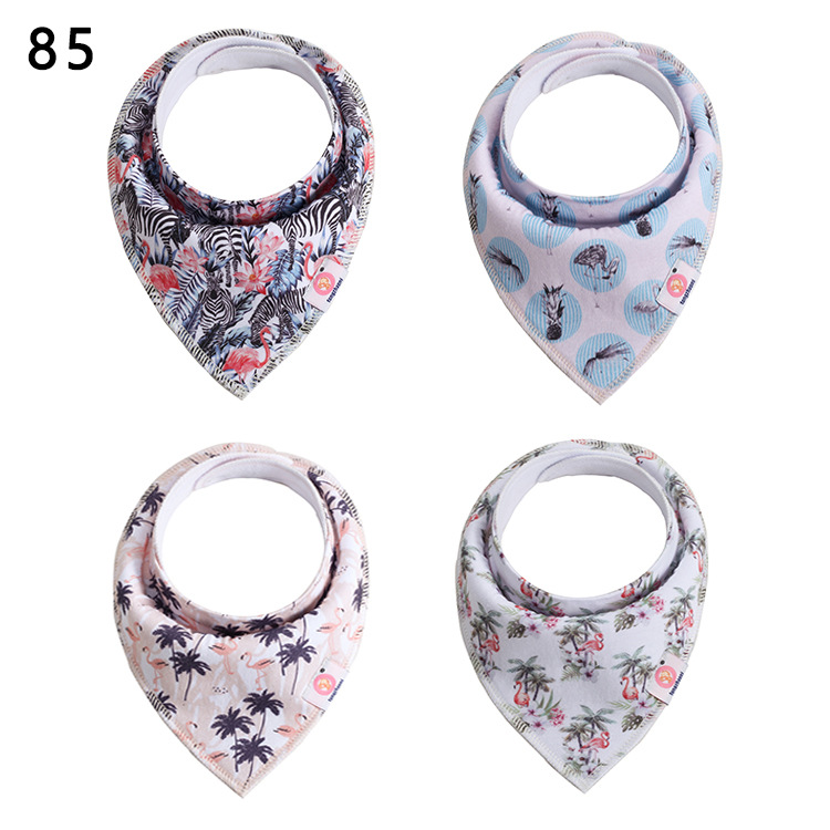 European and American Baby Saliva Towel Pure Cotton Bib 4 Pieces New Ins New Baby Bib Double Layer Triangular Binder