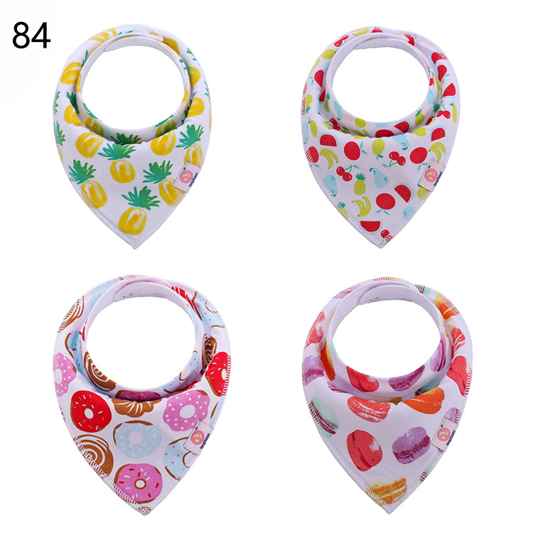 European and American Baby Saliva Towel Pure Cotton Bib 4 Pieces New Ins New Baby Bib Double Layer Triangular Binder