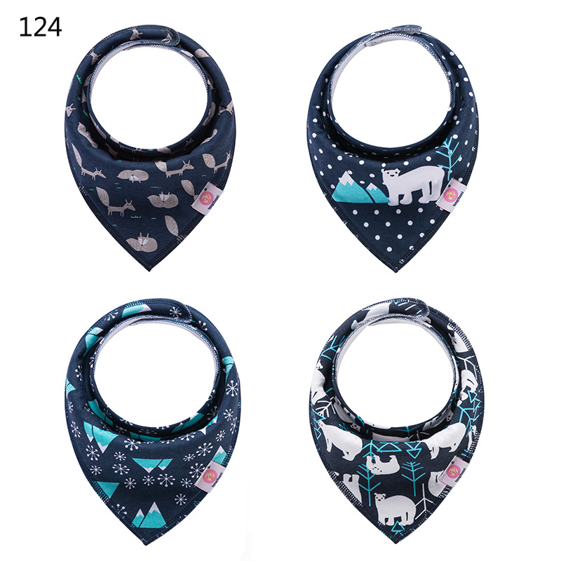 European and American Baby Saliva Towel Pure Cotton Bib 4 Pieces New Ins New Baby Bib Double Layer Triangular Binder