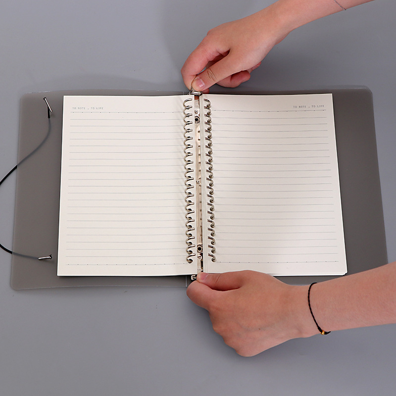 Notebook Custom Simple Transparent Pp Metal Loose-Leaf Binder Journal Book Notebook for Correction Student Stationery Notebook