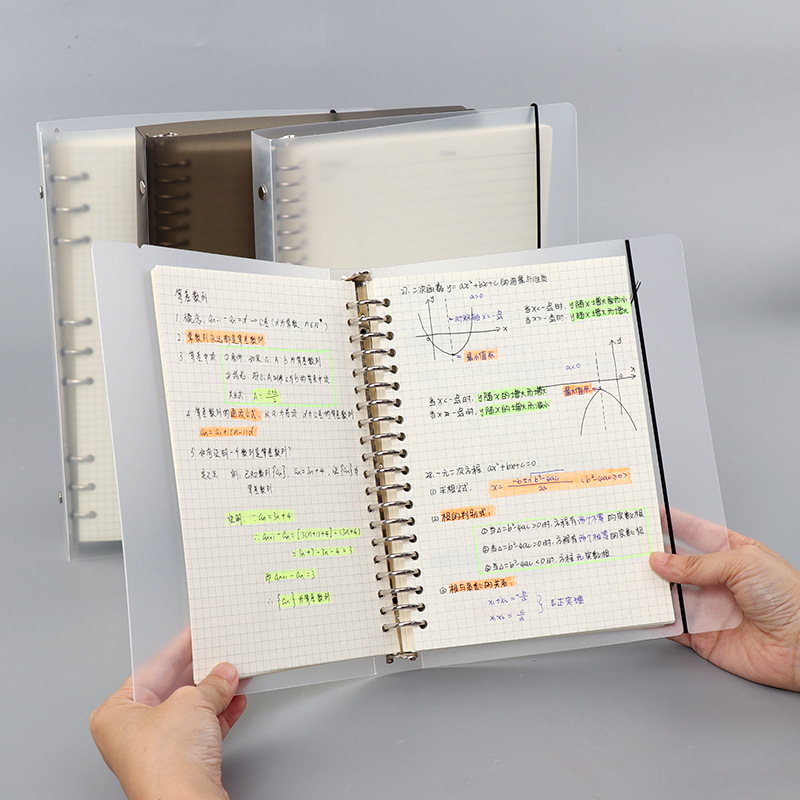 Notebook Custom Simple Transparent Pp Metal Loose-Leaf Binder Journal Book Notebook for Correction Student Stationery Notebook