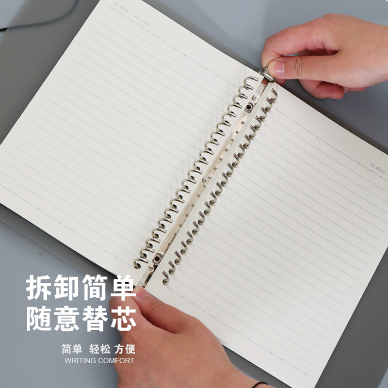 Notebook Custom Simple Transparent Pp Metal Loose-Leaf Binder Journal Book Notebook for Correction Student Stationery Notebook