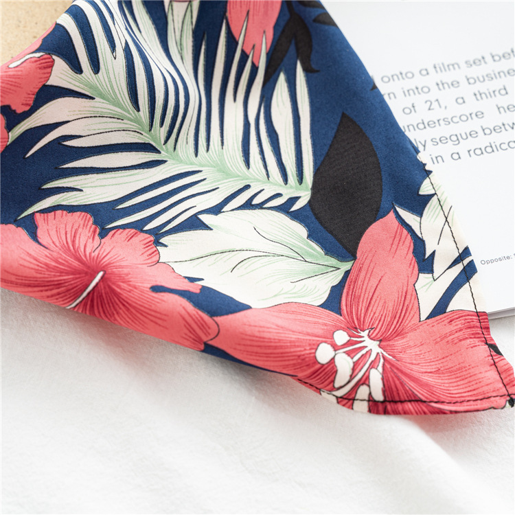 2021 New European and American Style Women Pastoral Style Floral Toe Cap Triangular Binder Cross-Border Hot Sale Elastic Square Scarf