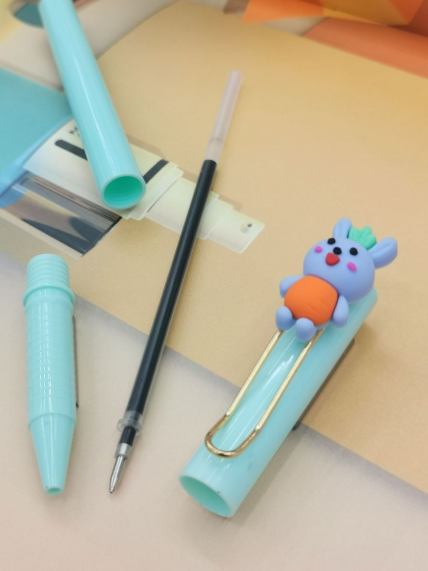 Creative Korean Stationery Press Gel Pen Cute Girl Insert Cartoon Signature Pen Acrylic Bullet Ball Pen