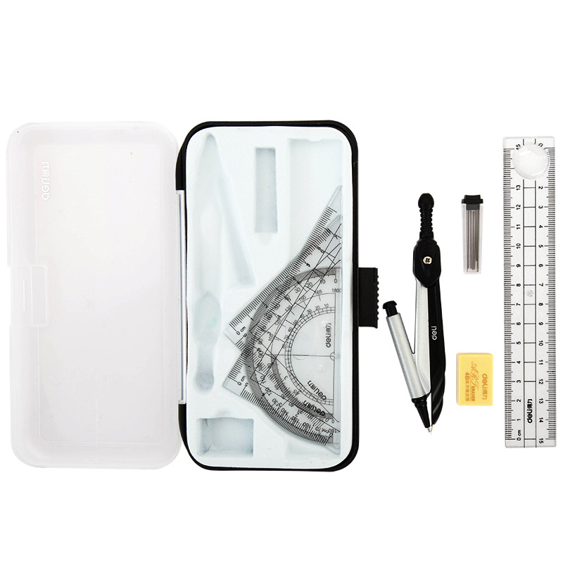 Deli Stationery 72150 Compass Ruler Seven Piece Set Examination Engineering Technology Compasses Painting Tools Set