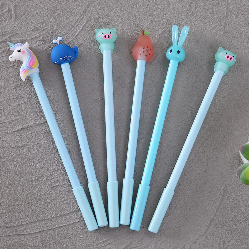 Yue Lu 6 Boxed Cartoon Soft Rubber Head Gel Pen Student Cute Ball Pen Korean Office Stationery Writing Pen