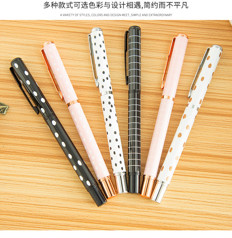 Factory Customized Dot Metal Ball Point Pen Striped Signature Pen Advertising Gift Gel Pen Customized Logo