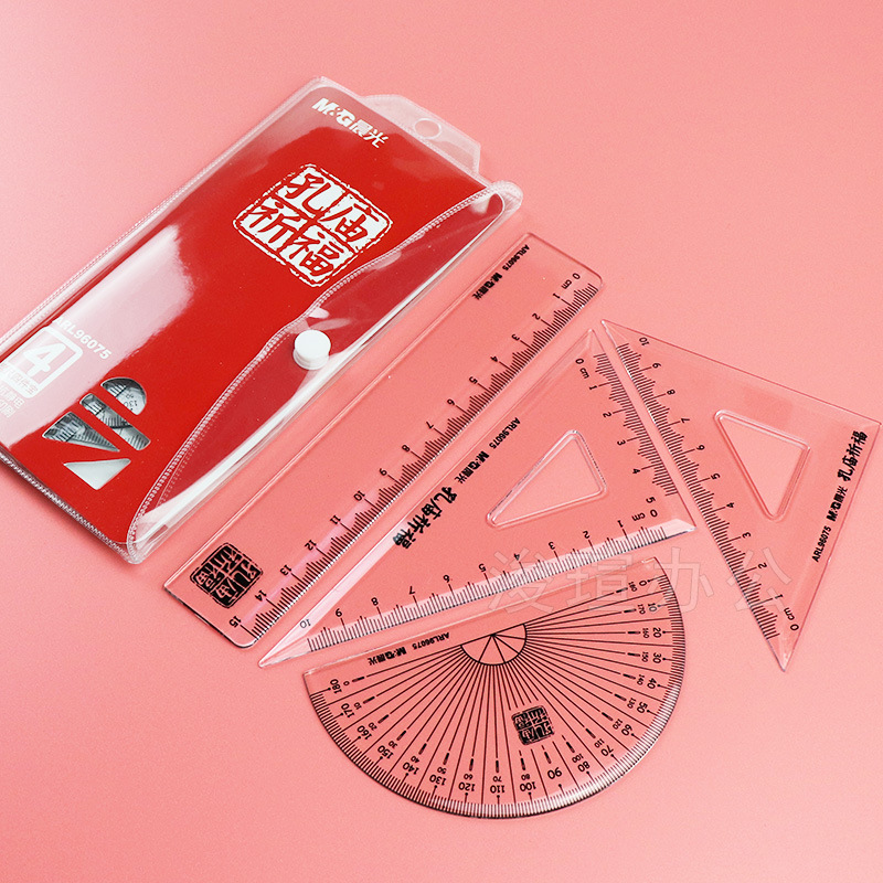Stationery for Pupils Ruler Sets Plastic Ruler Set Square Protractor Ruler Compasses Set More than Children&#039;s Four-Piece Bedding Set