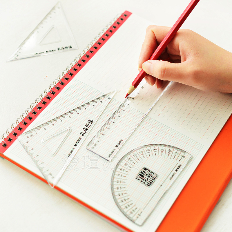 Stationery for Pupils Ruler Sets Plastic Ruler Set Square Protractor Ruler Compasses Set More than Children&#039;s Four-Piece Bedding Set