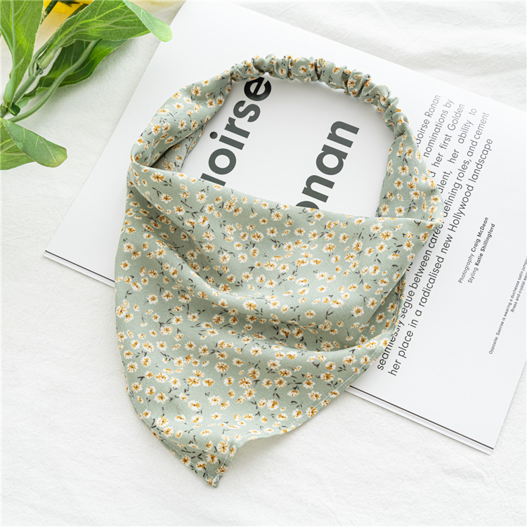 Three-State Floral Elastic Band Headscarf Women's Thin Flower Cloth Bag Headscarf European and American Triangular Binder Hair Accessories Batch Three-State Floral Elastic Band Headscarf Women's Thin Flower Cloth Bag Headscarf European and American Triangular Binder Hair Accessories Batch