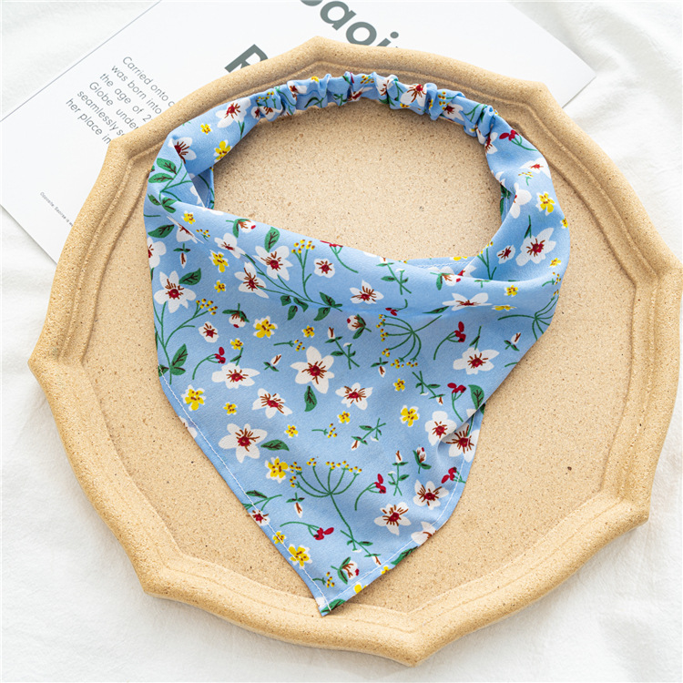 Three-State Floral Elastic Band Headscarf Women's Thin Flower Cloth Bag Headscarf European and American Triangular Binder Hair Accessories Batch Three-State Floral Elastic Band Headscarf Women's Thin Flower Cloth Bag Headscarf European and American Triangular Binder Hair Accessories Batch