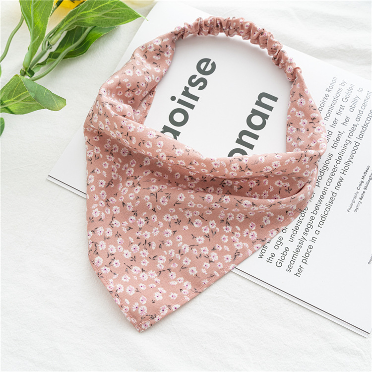 Three-State Floral Elastic Band Headscarf Women's Thin Flower Cloth Bag Headscarf European and American Triangular Binder Hair Accessories Batch Three-State Floral Elastic Band Headscarf Women's Thin Flower Cloth Bag Headscarf European and American Triangular Binder Hair Accessories Batch