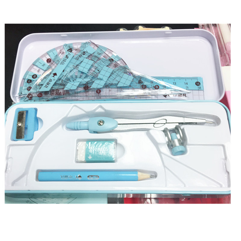 Middle School Students Learn to Use Compasses + Triangular Plate Ruler Sets 8-Piece Set Gift Box Math Drawing Tools Custom Logo