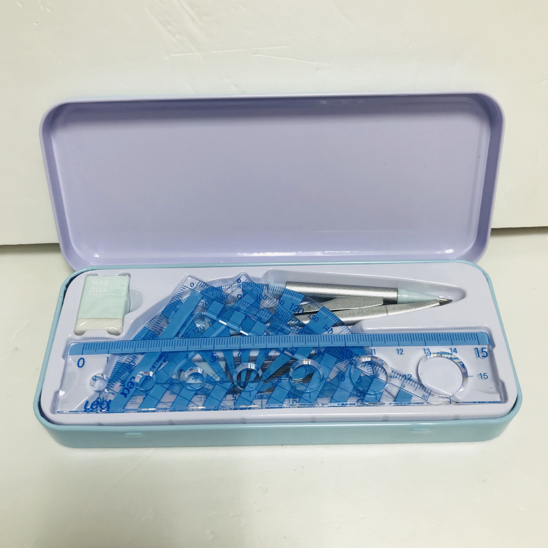 Middle School Students Learn to Use Compasses + Triangular Plate Ruler Sets 8-Piece Set Gift Box Math Drawing Tools Custom Logo